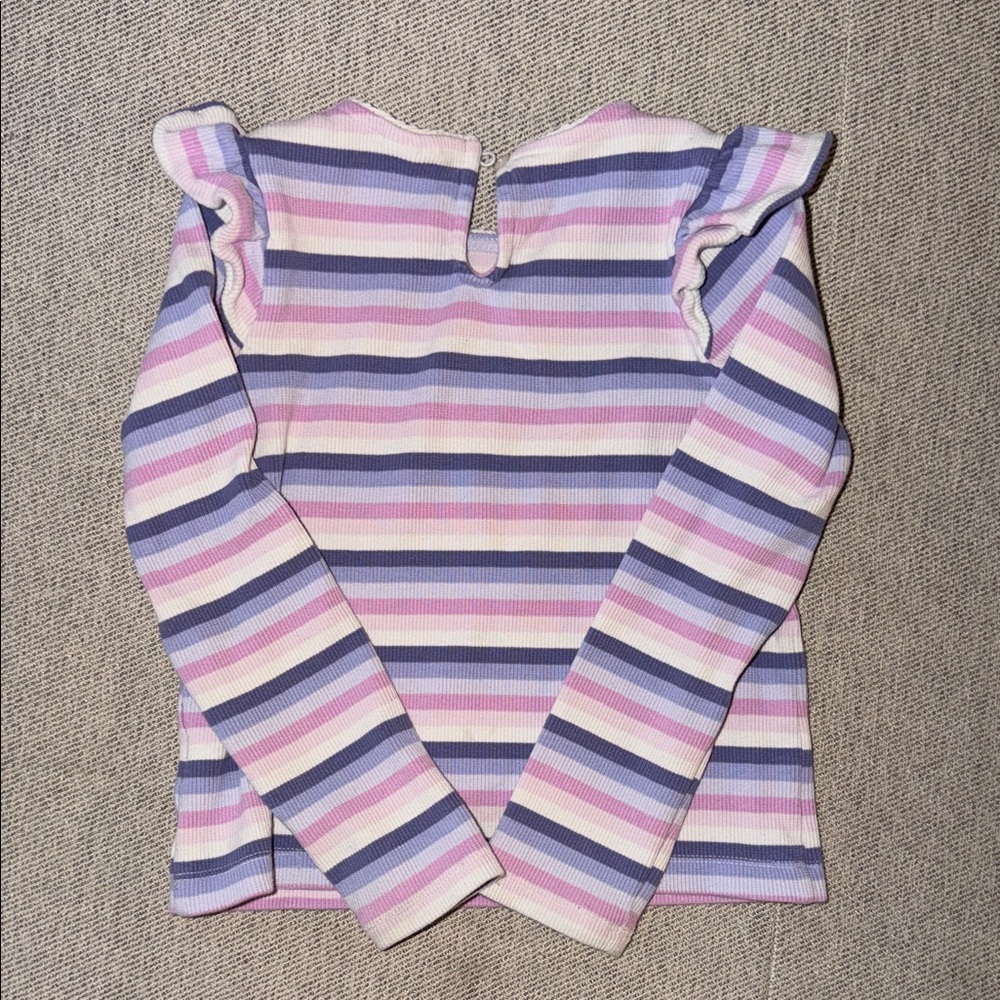 Janie and Jack Striped Ribbed Ruffle Shoulder Top - Picture 2 of 5